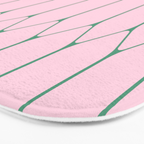 Pink and Green Long Honeycomb Minimalist Geometric Pattern Bath Mat Gallery Image 3