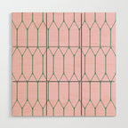 Pink and Green Long Honeycomb Minimalist Geometric Pattern Wood Wall Art Gallery Image 1