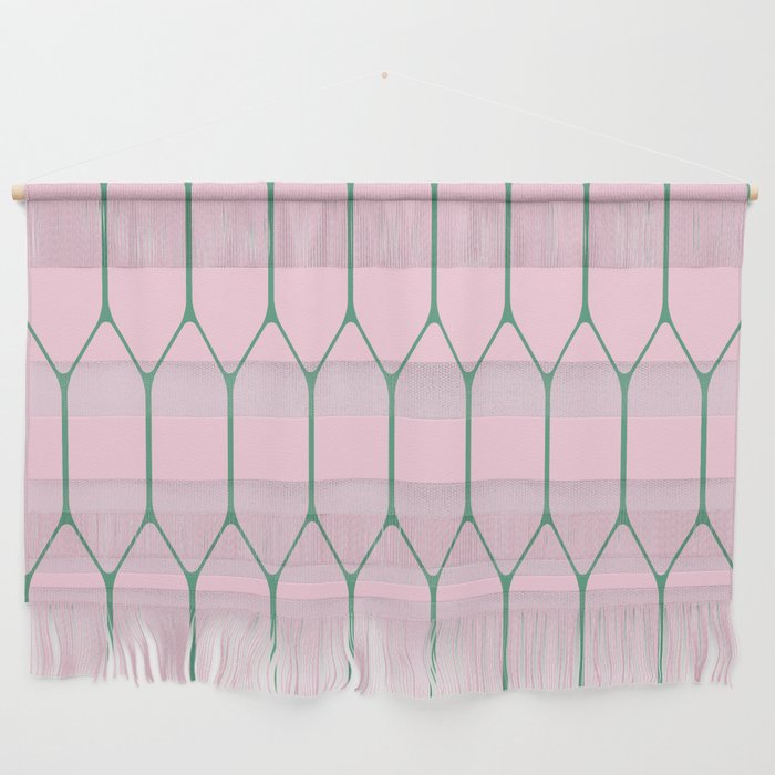 Pink and Green Long Honeycomb Minimalist Geometric Pattern Wall Hanging Gallery Image 1
