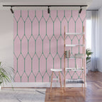 Pink and Green Long Honeycomb Minimalist Geometric Pattern Wall Mural Gallery Image 1