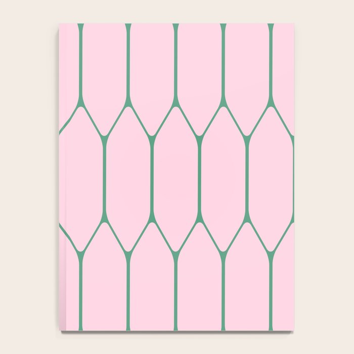 Pink and Green Long Honeycomb Minimalist Geometric Pattern Notebook Gallery Image 4