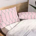 Pink and Green Long Honeycomb Minimalist Geometric Pattern Pillow Sham Gallery Image 2