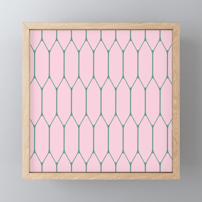 Pink and Green Long Honeycomb Minimalist Geometric Pattern Mini Art Print Gallery Image 1