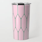 Pink and Green Long Honeycomb Minimalist Geometric Pattern Travel Mug Gallery Image 1