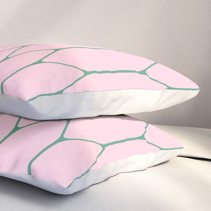 Pink and Green Long Honeycomb Minimalist Geometric Pattern Pillow Sham Gallery Image 3