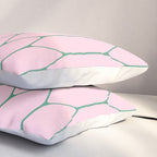 Pink and Green Long Honeycomb Minimalist Geometric Pattern Pillow Sham Gallery Image 3