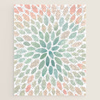 Floral Bloom, Abstract Watercolor, Coral, Peach, Green, Floral Prints Jigsaw Puzzle Gallery Image 1