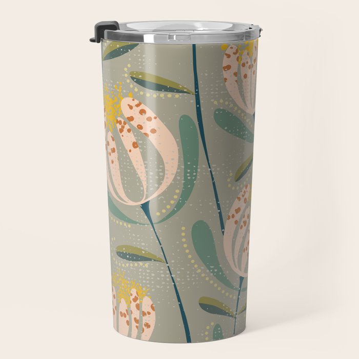 Floating scandi flowers earthy tones Travel Mug Gallery Image 3