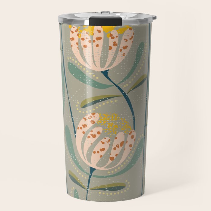Floating scandi flowers earthy tones Travel Mug Gallery Image 1