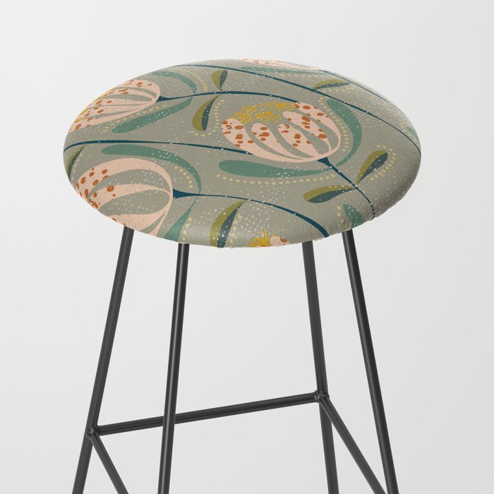 Floating scandi flowers earthy tones Stool Gallery Image 2