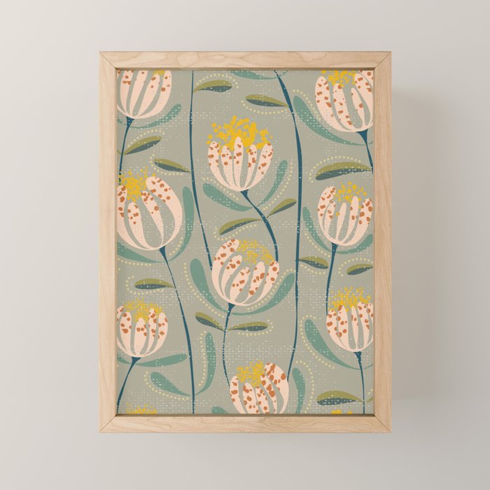 Floating scandi flowers earthy tones Mini Art Print Gallery Image 1