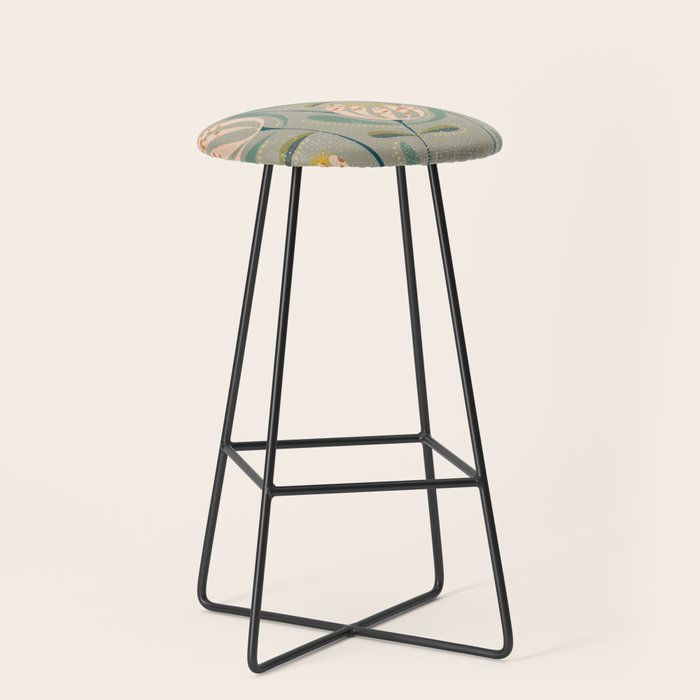 Floating scandi flowers earthy tones Stool Gallery Image 1