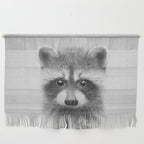 Raccoon - Black & White Wall Hanging Gallery Image 1