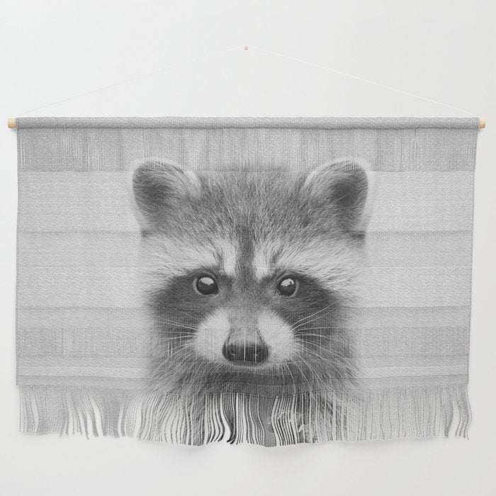 Raccoon - Black & White Wall Hanging Gallery Image 1