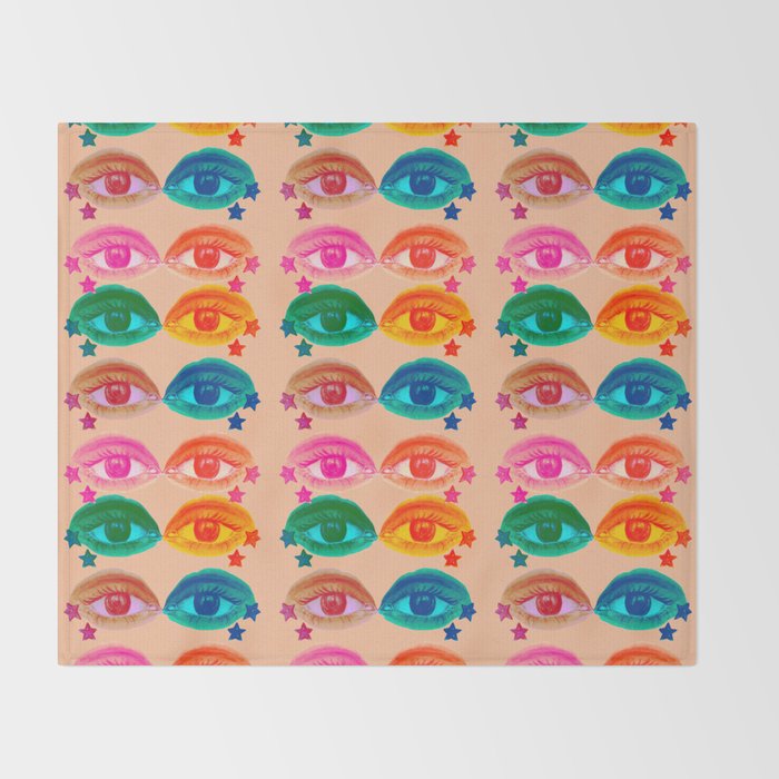 Mystic Colored Eye Pattern  Throw Blanket Gallery Image 2