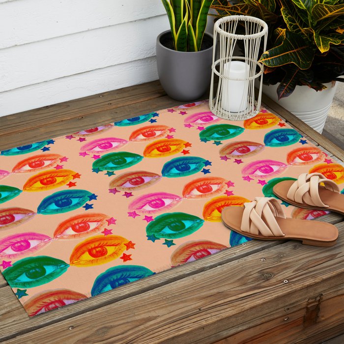 Mystic Colored Eye Pattern  Outdoor Rug Gallery Image 2