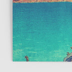 The New Year in Hisseii - Autumn Tree & Mountain by the Ocean Ukiyoe Nature Landscape in Red & Blue Poster Gallery Image 3