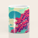 The New Year in Hisseii - Autumn Tree & Mountain by the Ocean Ukiyoe Nature Landscape in Red & Blue Coffee Mug Gallery Image 4