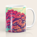 The New Year in Hisseii - Autumn Tree & Mountain by the Ocean Ukiyoe Nature Landscape in Red & Blue Coffee Mug Gallery Image 1