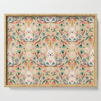 Bunny in the garden - cream pattern  Serving Tray Gallery Image 1