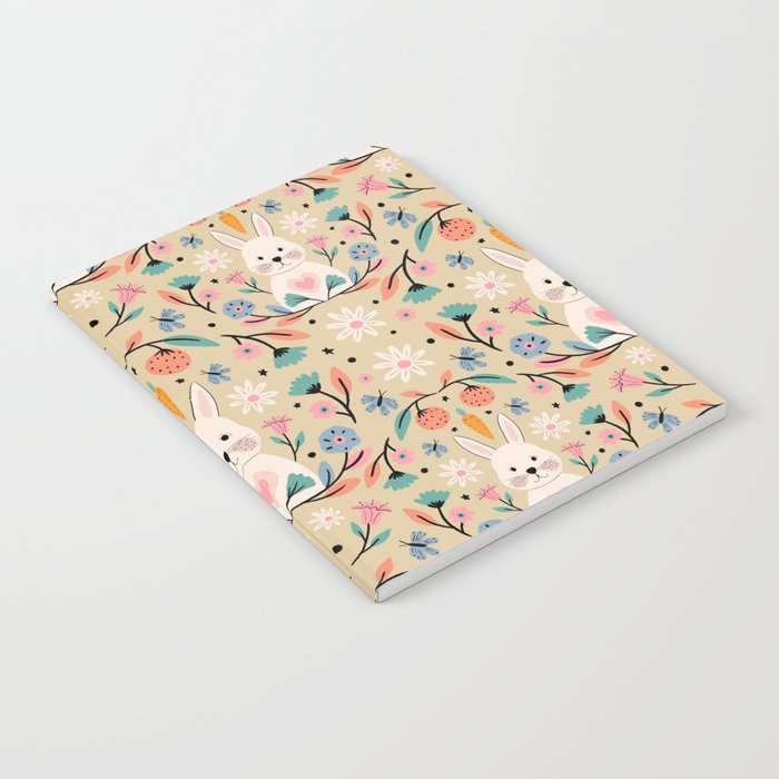Bunny in the garden - cream pattern  Notebook Gallery Image 2