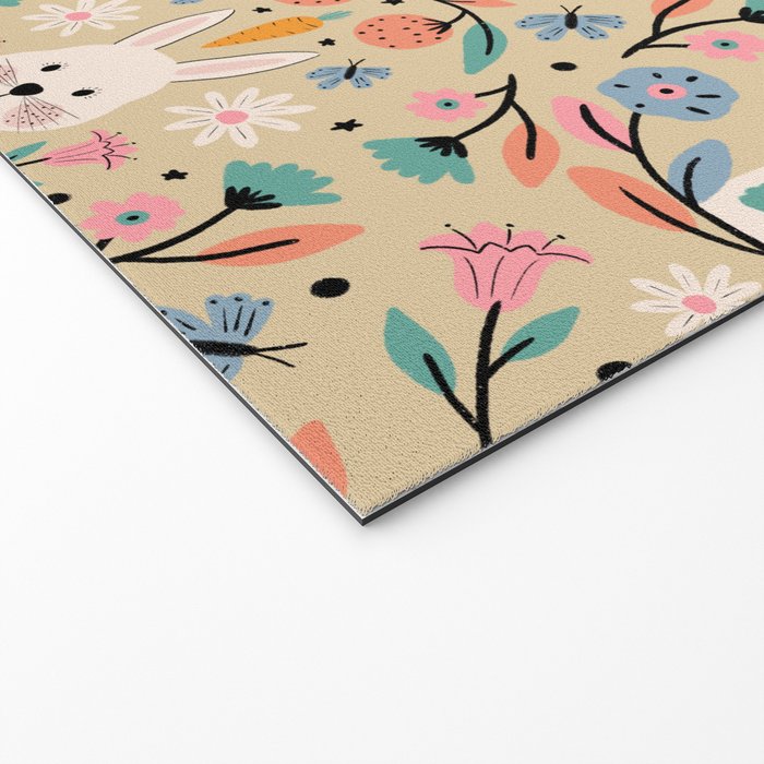 Bunny in the garden - cream pattern  Welcome Mat Gallery Image 2
