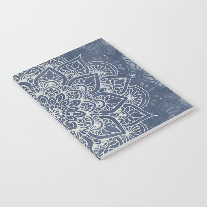 Boho Mandala, Flower, Navy Blue Notebook Gallery Image 1