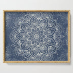 Boho Mandala, Flower, Navy Blue Serving Tray Gallery Image 1