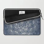 Boho Mandala, Flower, Navy Blue Laptop Sleeve Gallery Image 2