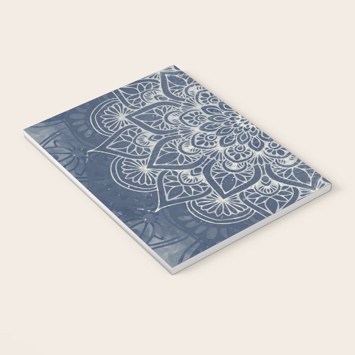 Boho Mandala, Flower, Navy Blue Notebook Gallery Image 3