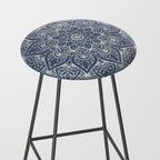 Boho Mandala, Flower, Navy Blue Stool Gallery Image 2