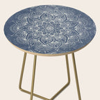 Boho Mandala, Flower, Navy Blue Side Table Gallery Image 2