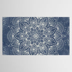Boho Mandala, Flower, Navy Blue Tablecloth Gallery Image 2