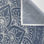 Boho Mandala, Flower, Navy Blue Wall Tapestry Gallery Image 3