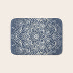Boho Mandala, Flower, Navy Blue Bath Mat Gallery Image 1