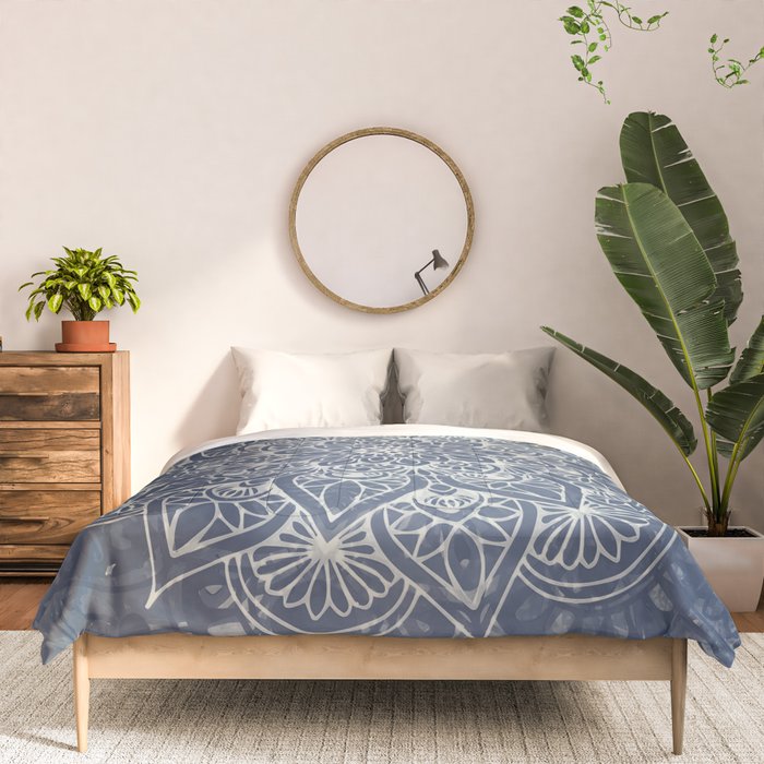 Boho Mandala, Flower, Navy Blue Comforter Gallery Image 3