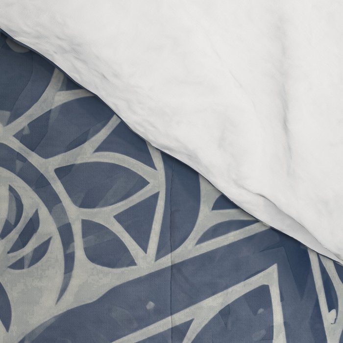 Boho Mandala, Flower, Navy Blue Comforter Gallery Image 4