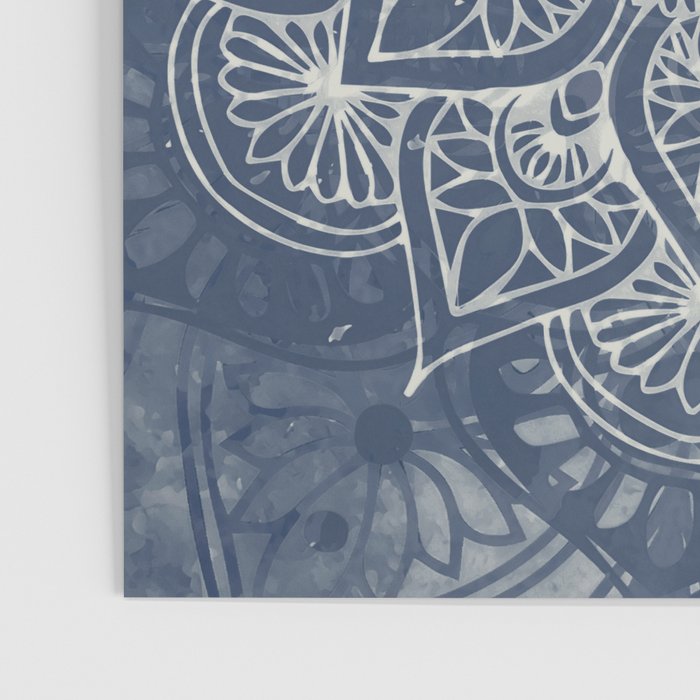 Boho Mandala, Flower, Navy Blue Poster Gallery Image 3