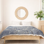 Boho Mandala, Flower, Navy Blue Duvet Cover Gallery Image 3
