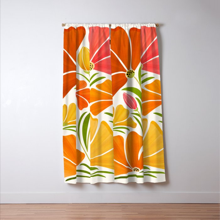 Spring Wildflowers Floral Illustration Window Curtain Gallery Image 3
