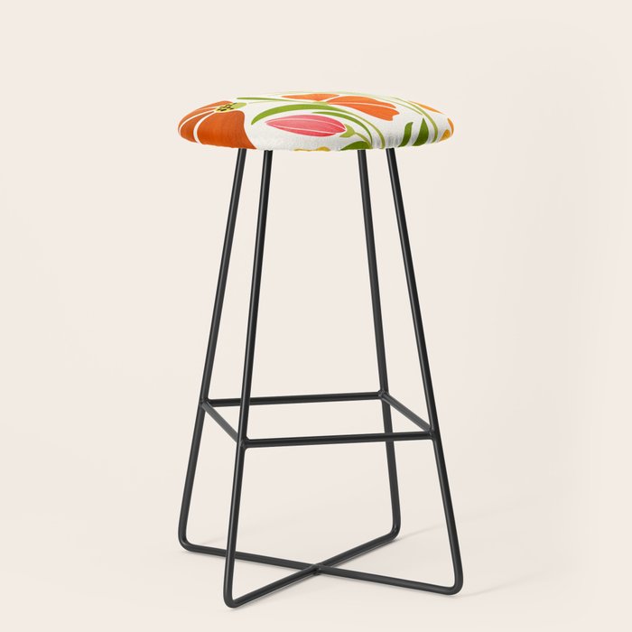 Spring Wildflowers Floral Illustration Stool Gallery Image 1