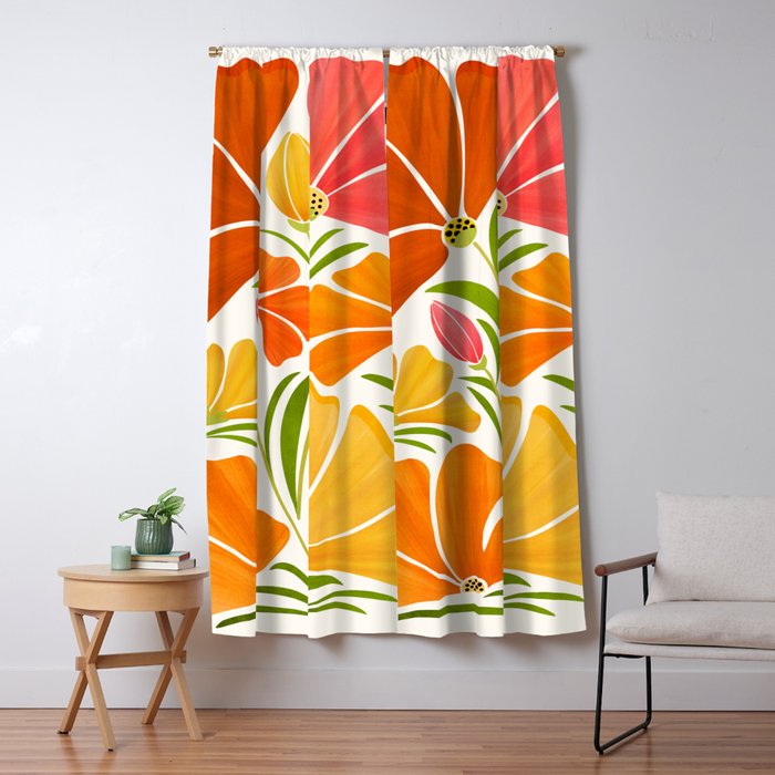 Spring Wildflowers Floral Illustration Window Curtain Gallery Image 5