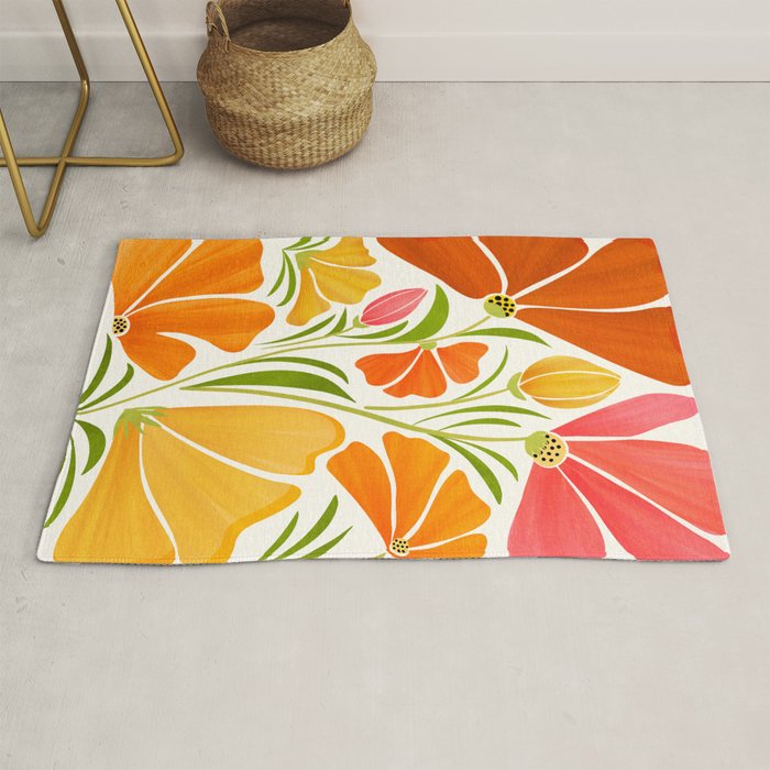 Spring Wildflowers Floral Illustration Rug Gallery Image 1