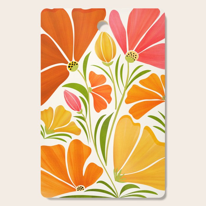 Spring Wildflowers Floral Illustration Cutting Board Gallery Image 1