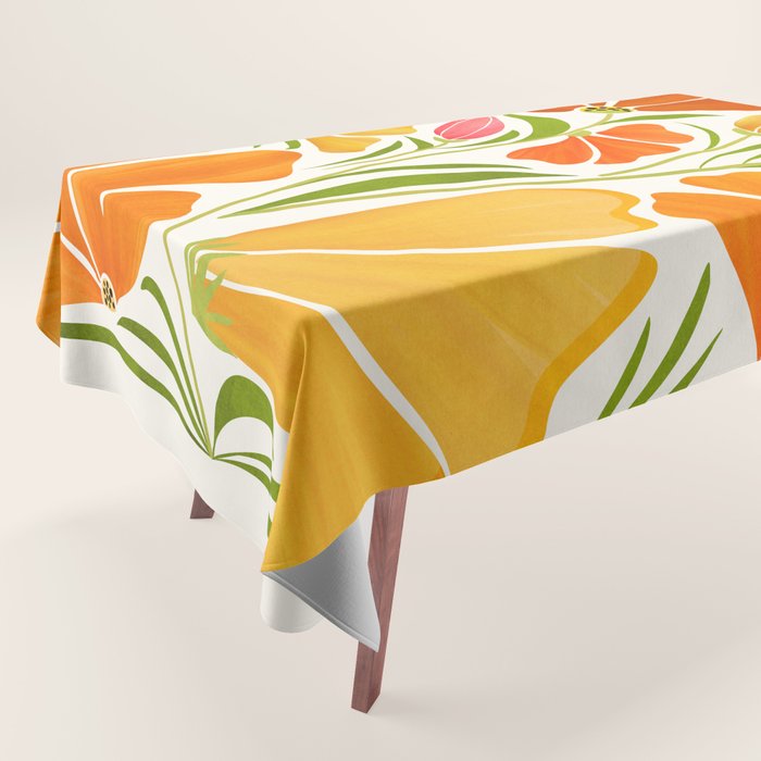Spring Wildflowers Floral Illustration Tablecloth Gallery Image 1