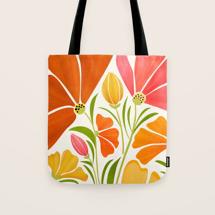 Spring Wildflowers Floral Illustration Tote Bag Gallery Image 1