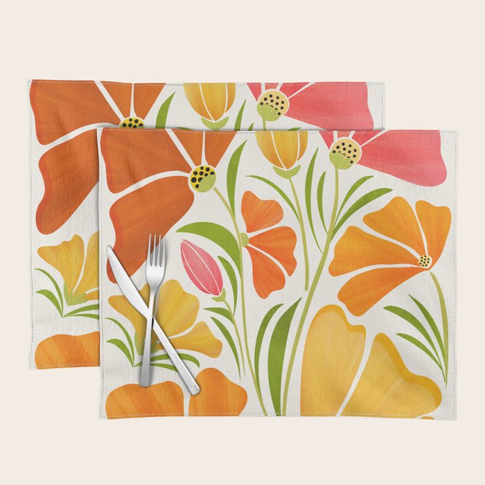 Spring Wildflowers Floral Illustration Placemat Gallery Image 1