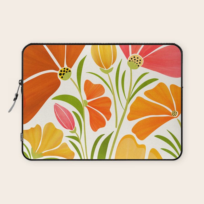 Spring Wildflowers Floral Illustration Laptop Sleeve Gallery Image 1