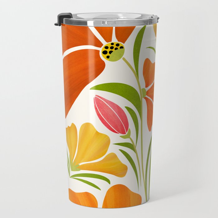 Spring Wildflowers Floral Illustration Travel Mug Gallery Image 3