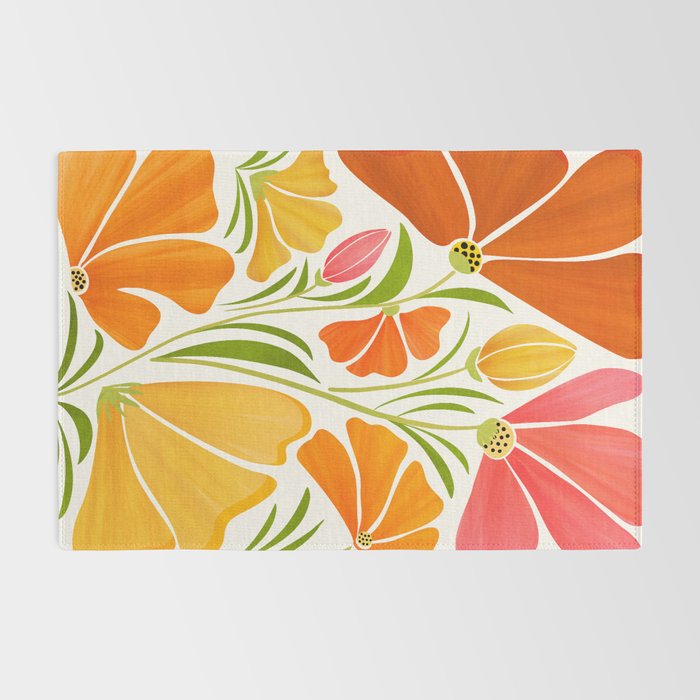 Spring Wildflowers Floral Illustration Rug Gallery Image 2